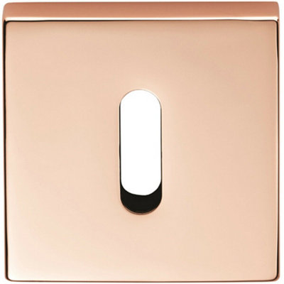 Square Lock Profile Escutcheon Concealed Fix 52 x 52mm Polished Copper