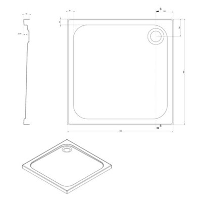 Square Low Profile Anti Slip Shower Tray - 900x900mm