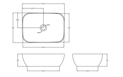 Square Matt Ceramic Countertop Vessel Without Overflow - 455mm - Matt Grey - Balterley