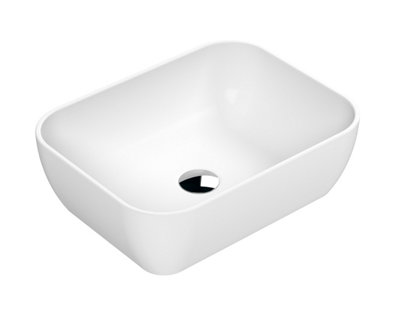 Square Matt Ceramic Countertop Vessel Without Overflow - 455mm - Matt White