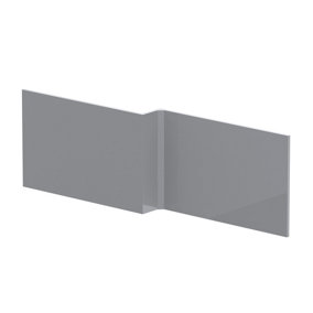 Square MDF Reversible L Shape Shower Bath Front Panel - 1700mm - Gloss Cloud Grey - Balterley