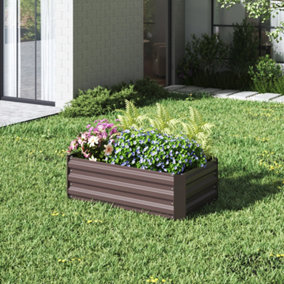 Square Metal Garden Flower Bed Galvanized Raised Planter Box Outdoor Raised Garden Bed Kit 100 cm W x 60 cm D
