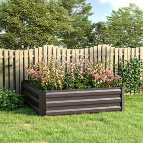 Square Metal Raised Bed Kit Raised Garden Bed Outdoor Seed Bed 100 cm W x 100 cm D