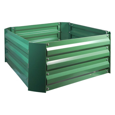 Square Metal Raised Garden Bed - Green Steel Outdoor Planter Box for Growing Veg, Fruit, Herbs & Flowers - H30 x W61 x D61cm