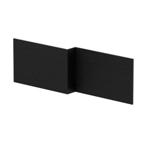 Square MFC Reversible L Shape Shower Bath Front Panel - 1700mm - Woodgrain Charcoal Black - Balterley