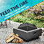 Square MgO Fire Pit with BBQ Grill, Safety Mesh Screen and Fire Poker - Dark Grey - DG193