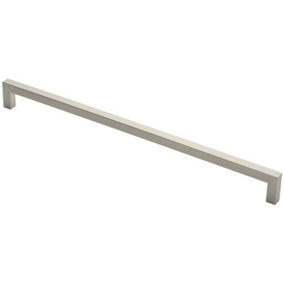 Square Mitred Door Pull Handle 619 x 19mm 600mm Fixing Centres Satin Steel