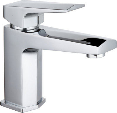 Square Mono Basin Tap & Push Button Waste - Chrome