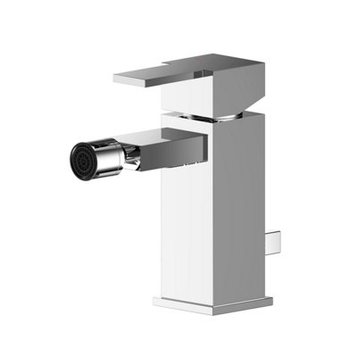 Square Mono Bidet Mixer Tap and Pop Up Waste - Chrome