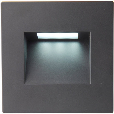 Square Outdoor Pathway Guide Light - 1.5W Indirect CCT LED - Black Polycarbonate