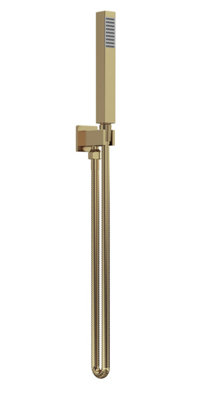 Square  Outlet Elbow, Parking Bracket & Shower Handset - Brushed Brass