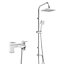 Square Over Head 3 Way Rigid Riser Shower Kit with Square Bath Shower Mixer