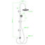 Square Over Head 3 Way Rigid Riser Shower Kit with Waterfall Bath Shower Mixer