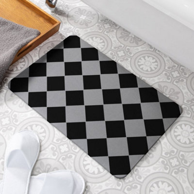 Square Pattern Grey Stone Non Slip Bath Mat