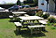 Square Picnic Table Sits 8, Wooden Garden Furniture - L200 x W200 x H77 cm - Minimal Assembly Required