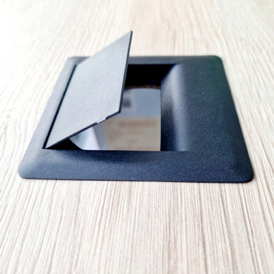 Square Plastic Grommet For Desk 80mm Dark Grey