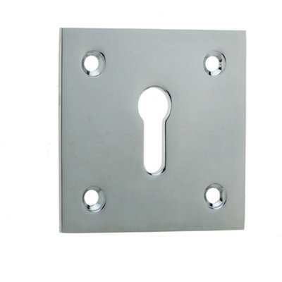 Square Polished Chrome Door Escutcheon 50x50mm for Modern Interiors - Key Hole Cover