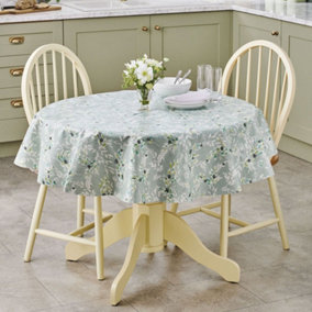 Square PVC Coated Tablecloth - Waterproof Dining Table Surface Protector Cover - Measures 137 x 137cm, Juniper