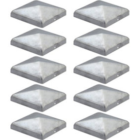 SQUARE Pyramid Silver GALVANISED Fence POST CAP Cover Top 101mm Pack of: 10 pc