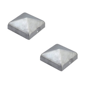 SQUARE Pyramid Silver GALVANISED Fence POST CAP Cover Top 101mm Pack of: 2 pc