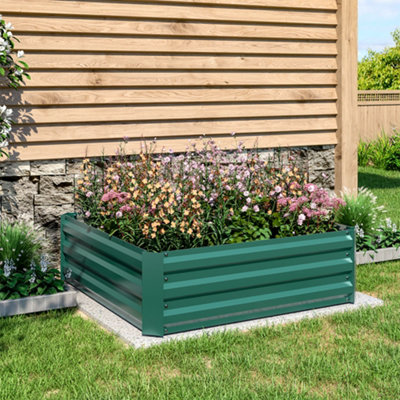 Square Raised Garden Bed Outdoor Planter Plant Box 100 cm W x 100 cm D ...