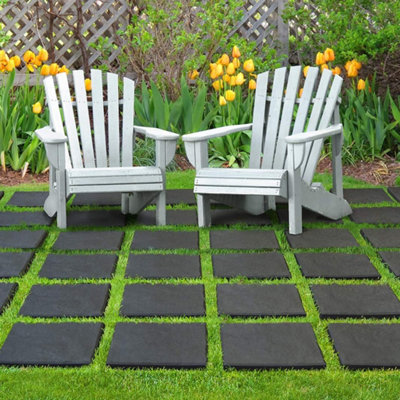 Square Recycled Rubber Slate Stomp Stepping Stone - 6