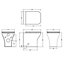 Square Rimless Back to Wall Toilet Pan with Soft Close Seat & Concealed Cistern Chrome Plate Button