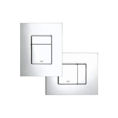 Square Rimless Wall Hung Toilet WC Pan with GROHE 1.13m Concealed Cistern Dual Flush  Frame - Chrome