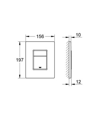 Square Rimless Wall Hung Toilet WC Pan with GROHE 1.13m Concealed Cistern Dual Flush  Frame - Chrome
