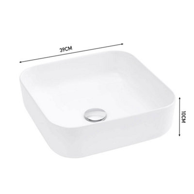 Square Rounded Corners White Ceramic Countertop Basin Bathroom Sink W ...