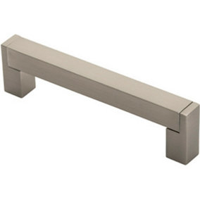Square Section Bar Pull Handle 143 x 15mm 128mm Fixing Centres Satin Nickel