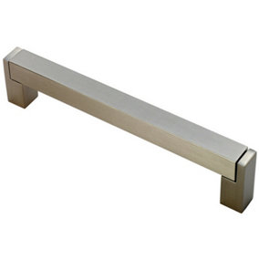 Square Section Bar Pull Handle 207 x 15mm 192mm Fixing Centres Satin Nickel