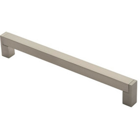 Square Section Bar Pull Handle 239 x 15mm 224mm Fixing Centres Satin Nickel