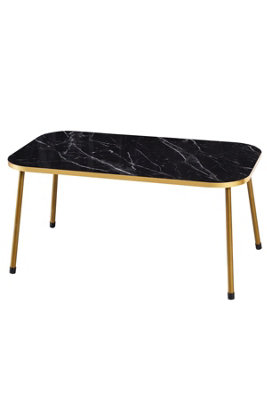 Square Set of 4 tables, Metal gold legs, gold PVC, Gold Bendir 3200