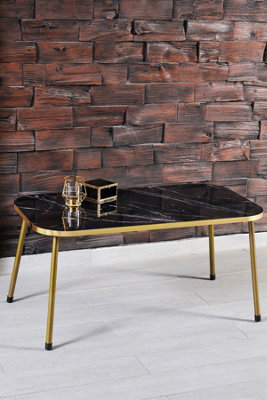 Square Set of 4 tables, Metal gold legs, gold PVC, Gold Bendir 3200