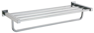 Square Shelf & Towel Rail Rack Chrome | DIY at B&Q