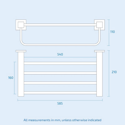 Square Shelf & Towel Rail Rack Chrome