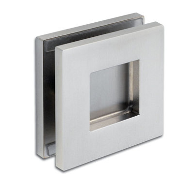 Square shell handle, brushed stainless steel