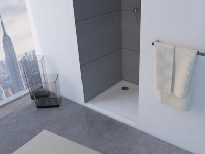 Square Shower Tray 800x800mm Stone Resin White Finish Slimline 40 mm