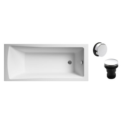 Square Single Ended Bath and Chrome Waste - 1700 x 700mm