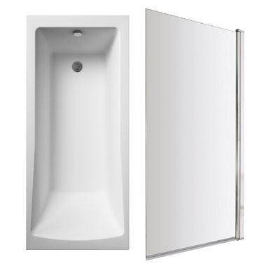 Square Single Ended Bath and Square Bath Screen - 1700 x 700mm