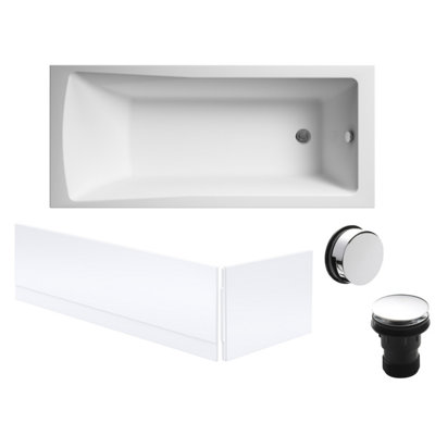 Square Single Ended Bath, Front and End Panels and Chrome Waste - 1700 x 700mm