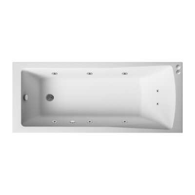 Square Single Ended Straight Whirlpool Bath with 8 Chrome Jets and Leg Set, 1700 x 700mm