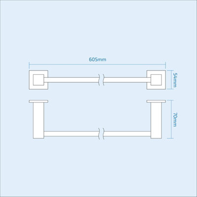 Square Single Towel Rail Chrome