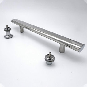 Square Stainless Steel 195 mm Shower Door Handle 145 mm Hole To Hole Centre