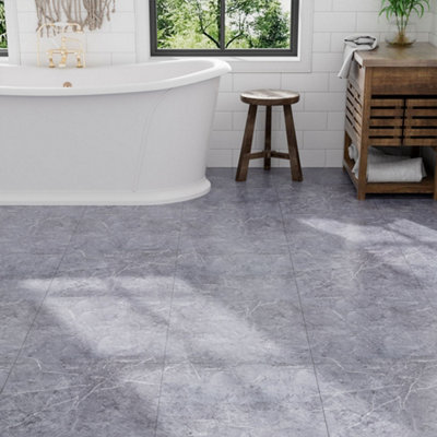 24pk Self-Adhesive Vinyl Floor Planks – Marble Granite, 54 Sq Ft Coverage