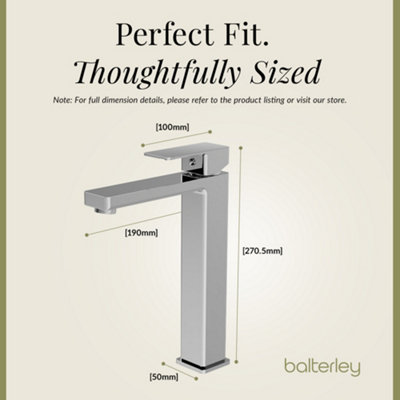 Square Tall Mono Basin Mixer Tap - Chrome - 3
