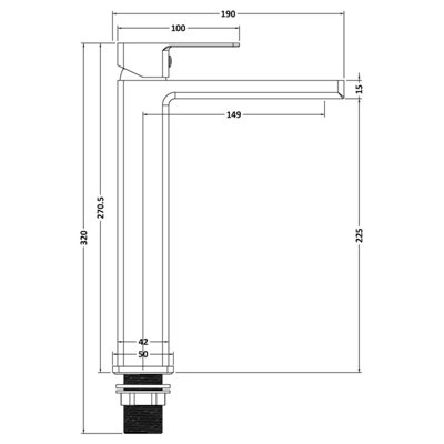 Square Tall Mono Basin Mixer Tap - Matt Black - 3