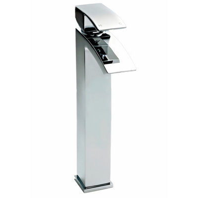Square Tall Mono Bathroom Basin Mixer Tap Chrome