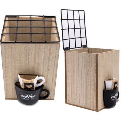 Square Tea Bag and Coffee Pod Holder with Grid Lid